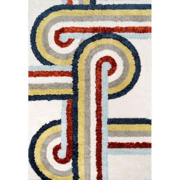 Retro Turnstyle Multicolor Rectangular: 7 Ft. 6 In. x 9 Ft. 6 In. Rug, image 1