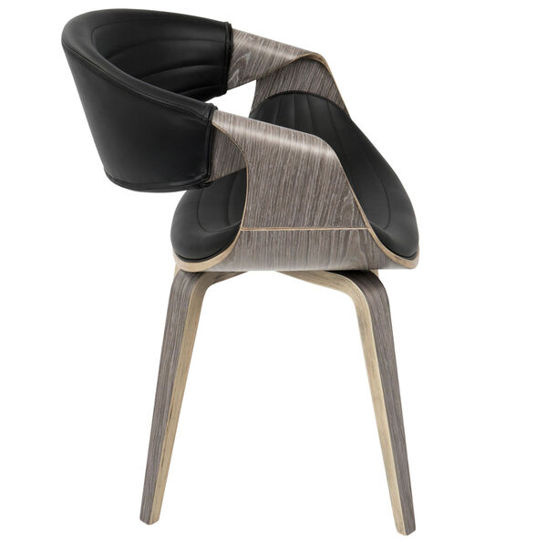 Curvo Light Gray Wood and Black Arm Dining Chair, image 2