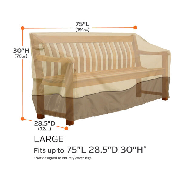 Ash Beige and Brown 75-Inch Patio Bench Cover, image 4