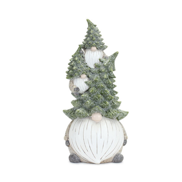 Green Triple Gnome Stack Holiday Figurine, Set of Two, image 1