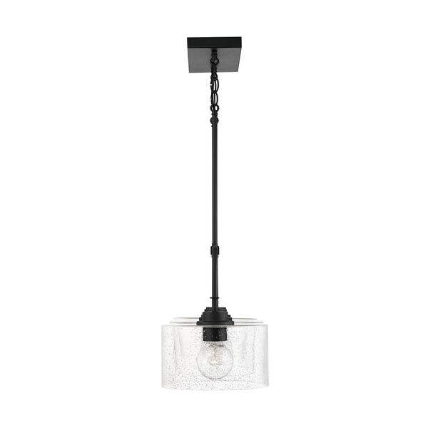 HomePlace Matte Black Three-Light Island Pendant with Clear Seeded Glass, image 5
