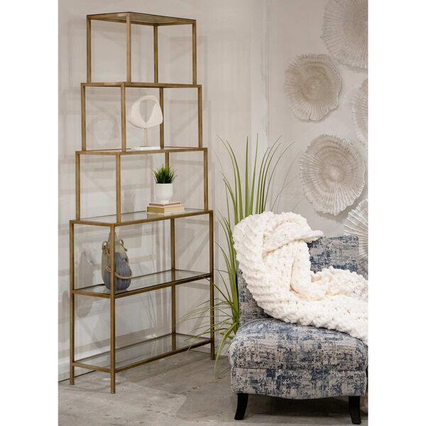 Louisville Antique Silver with Clear Glass Bookcase Shelf, image 2