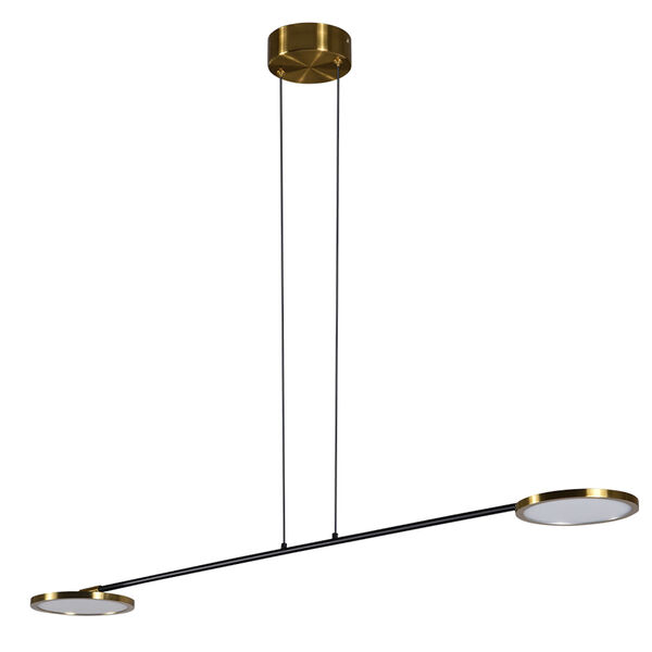 Torino Antique Brass and Matte Black Adjustable Integrated LED Pendant, image 4