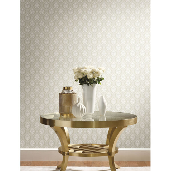 Damask Resource Library Beige 20.5 In. x 33 Ft. Petite Ogee Wallpaper, image 1