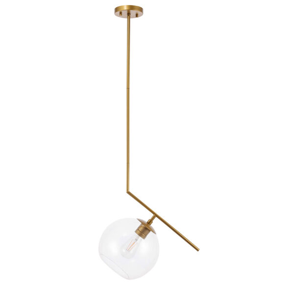 Ryland Brass 10-Inch One-Light Pendant with Clear Glass, image 3