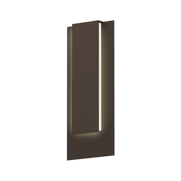 Inside-Out Reveal Textured Bronze Tall LED Wall Sconce with White Optical Acrylic Diffuser, image 1