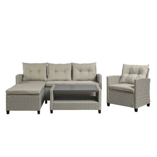 Boardwalk Pelican Gray Outdoor Sectional Seating Set, 4-Piece, image 1