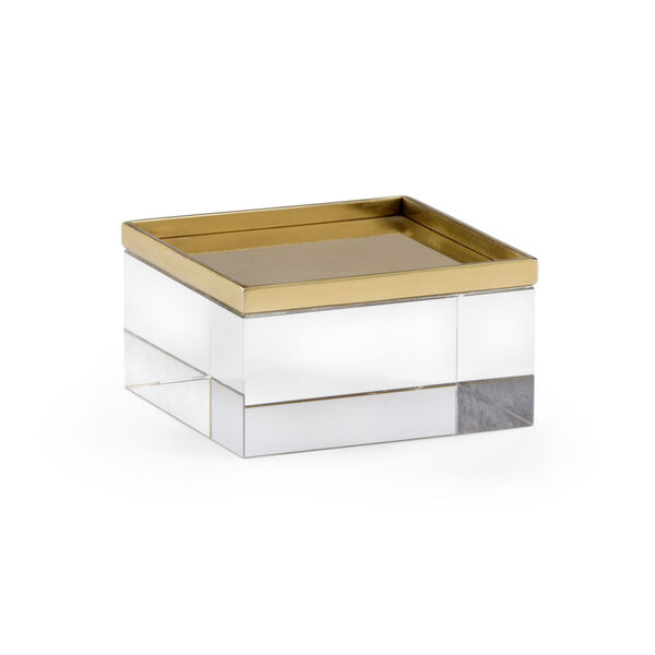White and Brass Square Crystal Stand, image 1