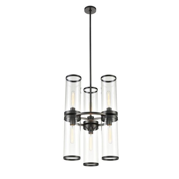 Revolve II Urban Bronze Six-Light Chandelier with Clear Glass, image 1