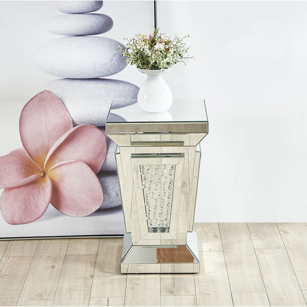 Modern Mirrored 24-Inch Contemporary Crystal End Table, image 2