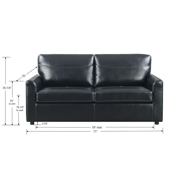 Selby Black 71-Inch Full Sleeper Sofa with Pillow, image 2