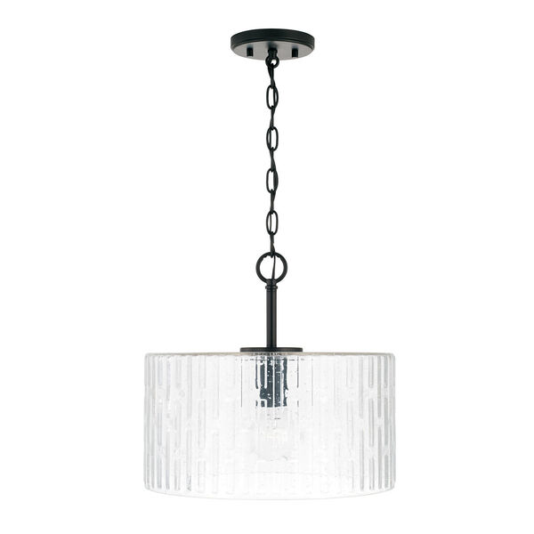 Emerson Matte Black One-Light Dual Semi-Flush with Embossed Seeded Glass, image 2