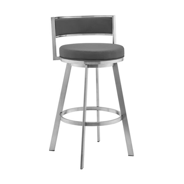Roman Brushed Stainless Steel Gray Counter Stool, image 1