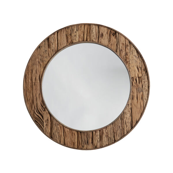 Reclaimed Railroad Ties 34 x 34 Inch Round Decorative Mirror, image 1