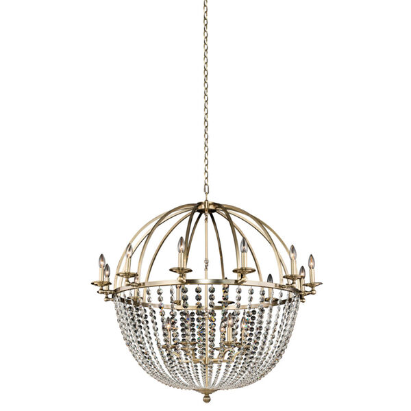 Pendolo Brushed Champagne Gold 18-Light Chandelier with Firenze Crystal, image 1