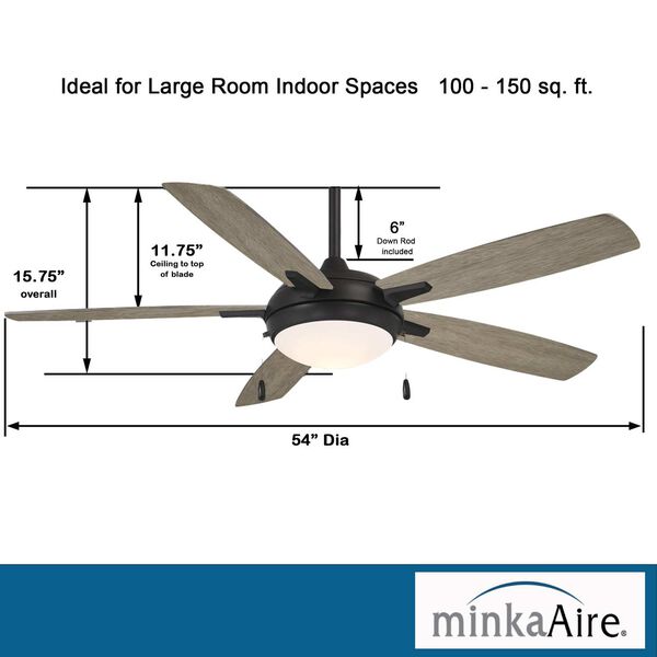 Lun-Aire Coal 54-Inch Integrated LED Ceiling Fan, image 4