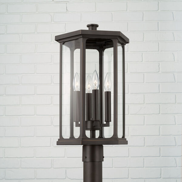 Walton Oiled Bronze Outdoor Four-Light Post Lantern with Clear Glass, image 4