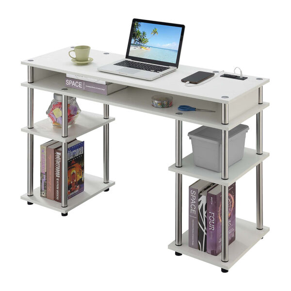 Designs2Go White Student Desk with Charging Station, image 2