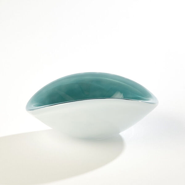 White and Azure Pinched Cased Glass Bowl, image 6