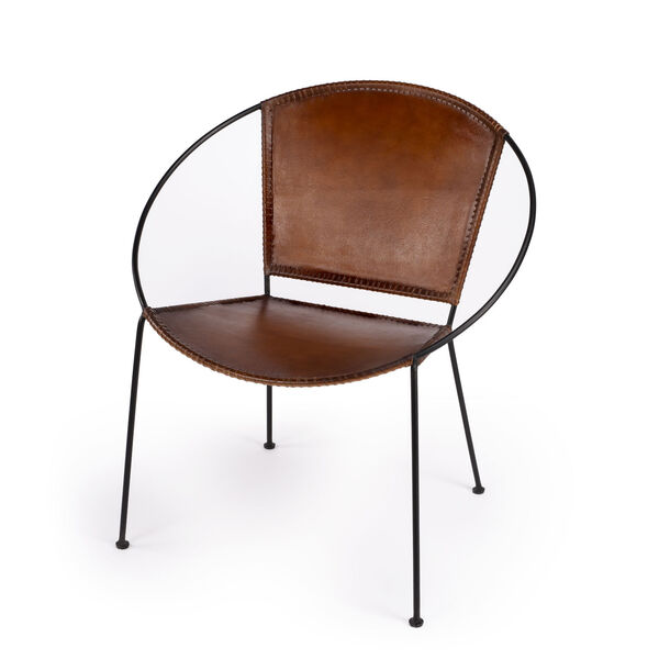 Milo Brown Leather Accent Chair, image 1