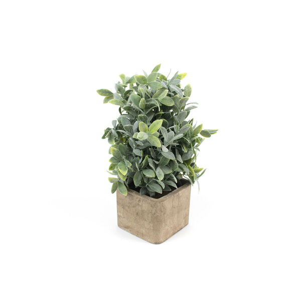 Artificial Sage Bush in White Square Pot, image 1