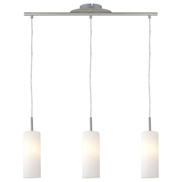 Troy 3 Matte Nickel Three-Light Linear Pendant With White Frosted Glass, image 1