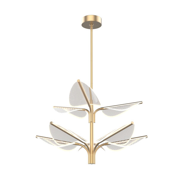 Flora Natural Brass Eight-Light Integrated LED Pendant, image 1