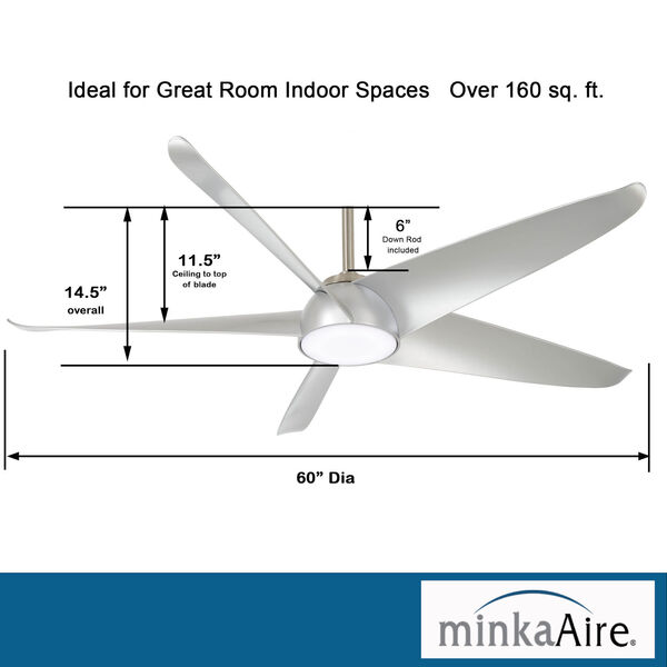 Ellipse Brushed Nickel with Silver 60-Inch LED Smart Ceiling Fan, image 3