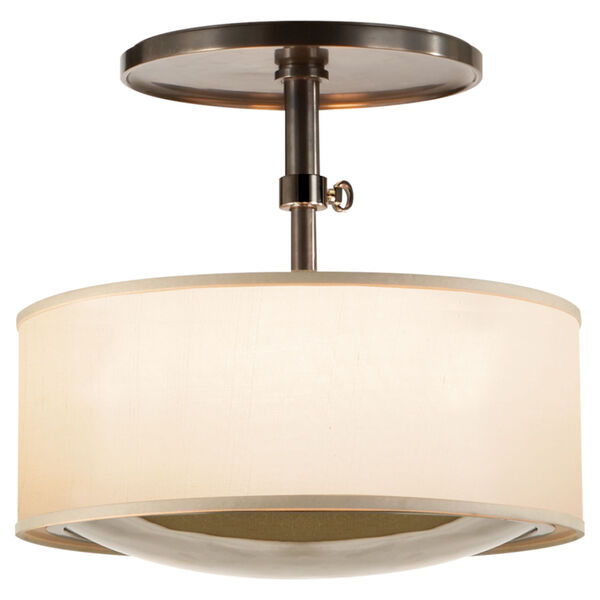 Reflection Semi-Flush Hanging Shade in Bronze with Silk Shade by Barbara Barry, image 1