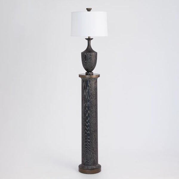 Black and Bronze Column Cerused Oak Floor Lamp, image 2