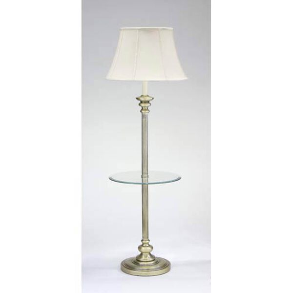 Antique Brass Floor Lamp with Table, image 1