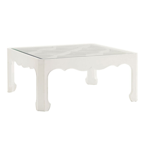 Ivory Key White Cassava Cocktail Table with Glass Insert, image 1