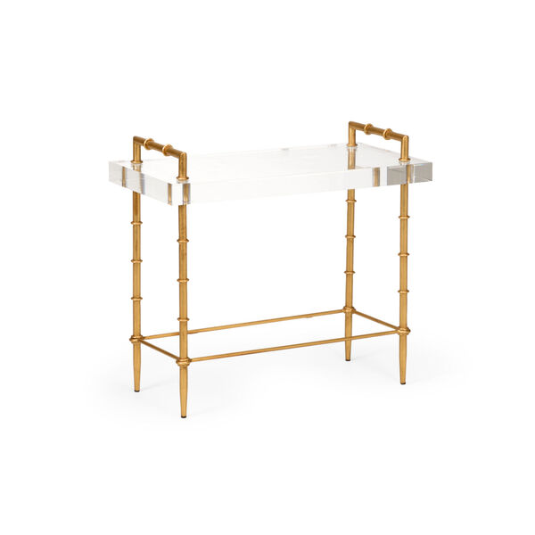 Gold Acrylic Bamboo Side Table, image 1