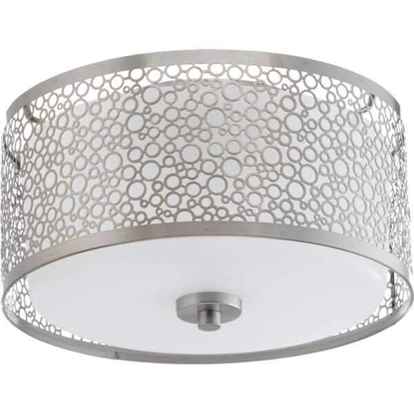 Mingle Brushed Nickel LED 11-Inch One-Light Flush Mount with Etched Parchment Shade, image 1