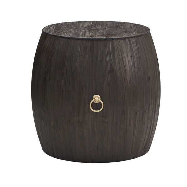 Cardin Reclaimed Dark Wood and Gold Ring End Table, image 3