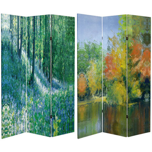 Tall Double Sided Nature Embrace Multicolor Canvas Room Divider, image 1