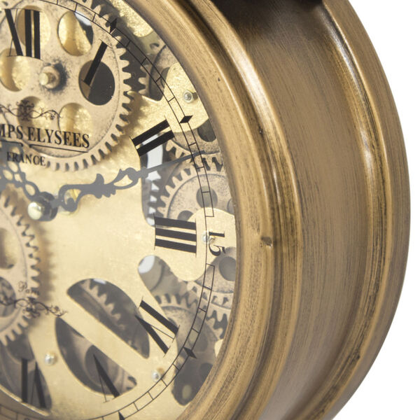 Dark Brass Bronze Gears Table Top Clock, image 5