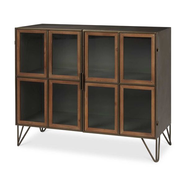 Pandora Brass and Red Wood Two-Door Accent Cabinet, image 1