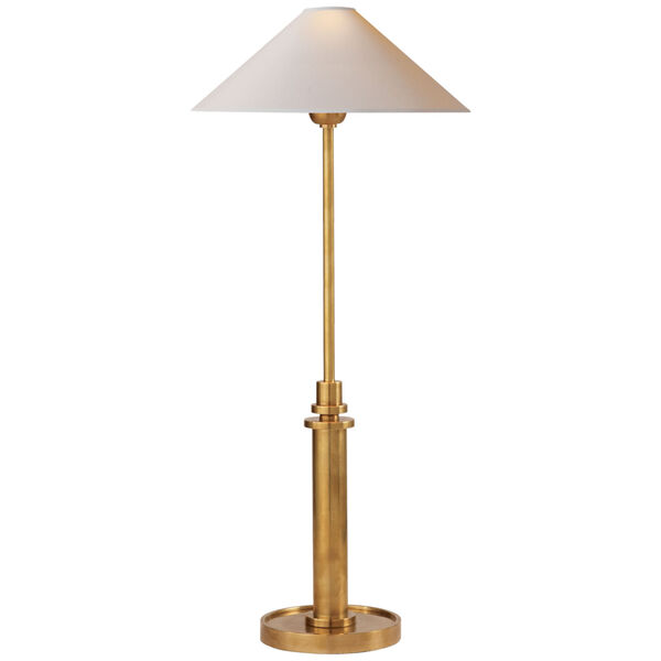 Hargett Buffet Lamp in Hand-Rubbed Antique Brass with Natural Paper Shade by J. Randall Powers, image 1