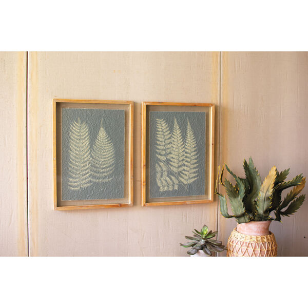 Multi-Colored Fern Print Under Glass Wall Art, Set of 2, image 2