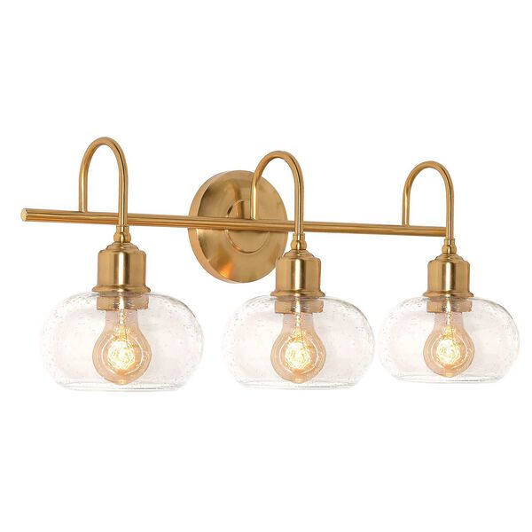 Laney Vintage Gold and Clear Three-Light Bath Vanity, image 1