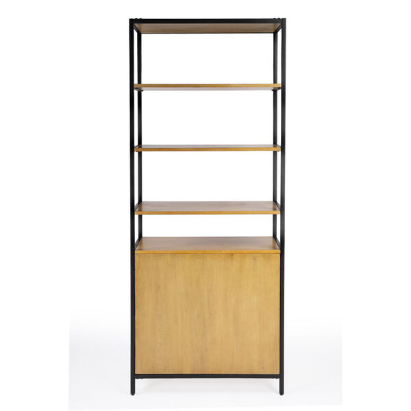 Hans Natural and Black Bookcase with Doors, image 4