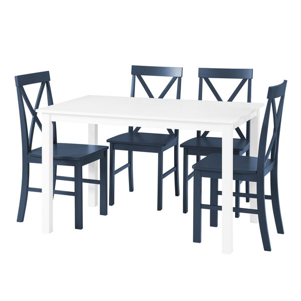 White and Navy Dining Set, Five Piece, image 4