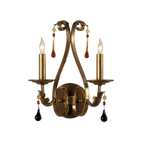 Old Gold Two-Light Wall Sconce, image 1