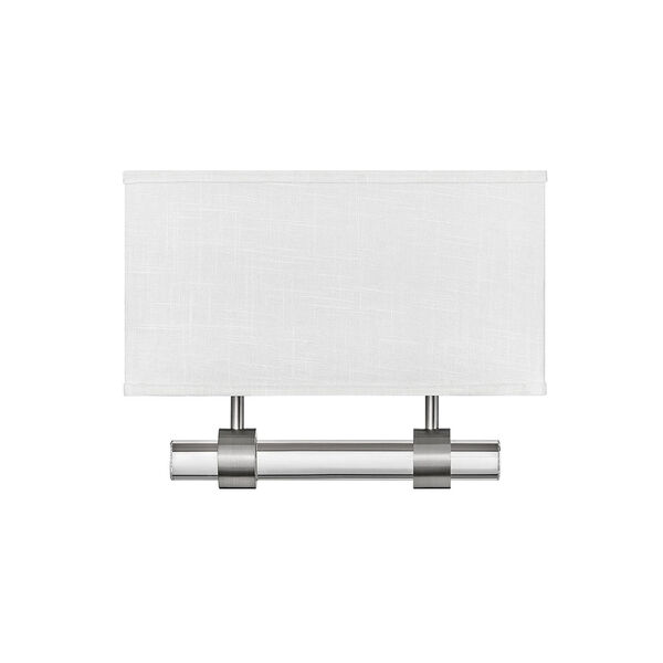 Luster Brushed Nickel Two-Light LED Wall Sconce with Off White Linen Shade, image 5