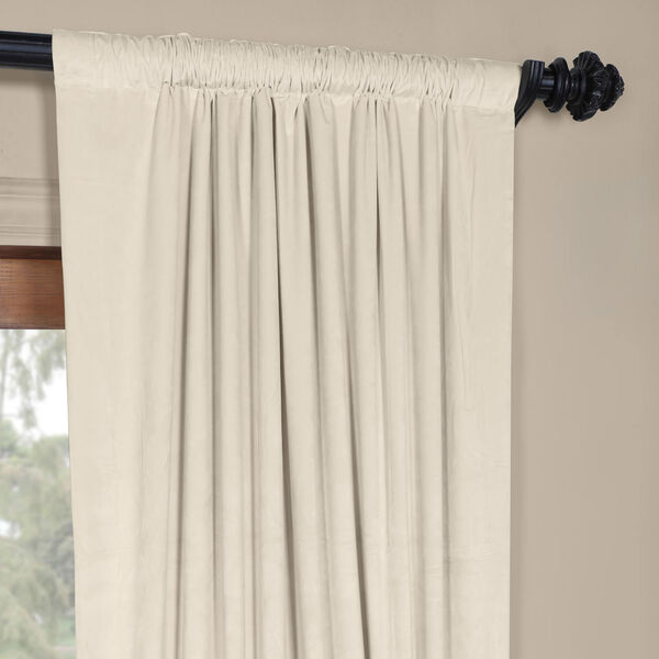 Light Beige 108 x 50 In. Plush Velvet Curtain Single Panel, image 3