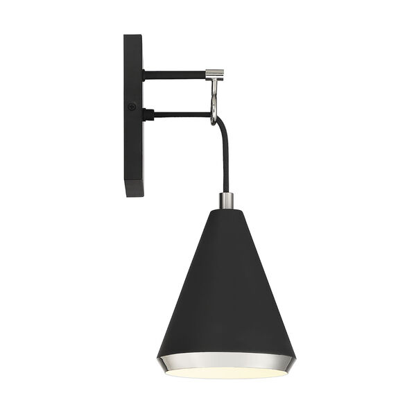 Chelsea Matte Black and Polished Nickel One-Light Wall Sconce, image 5