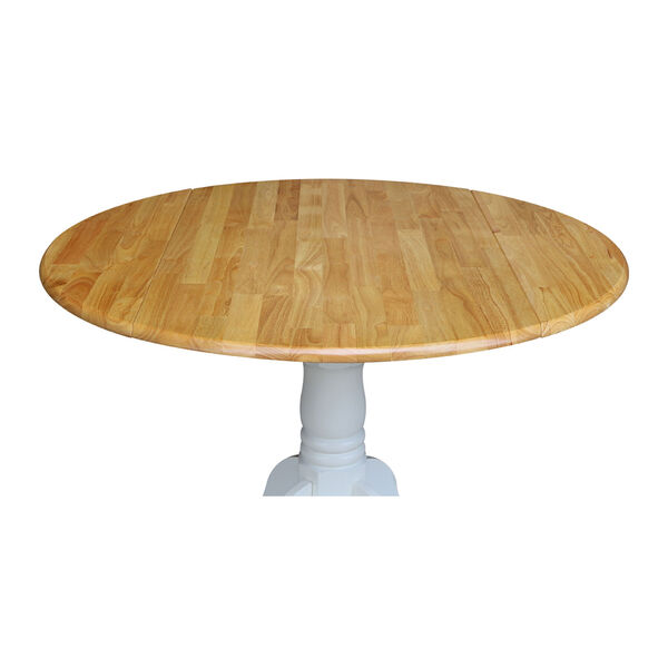 Round Dual Drop Leaf White and Natural Table, image 9