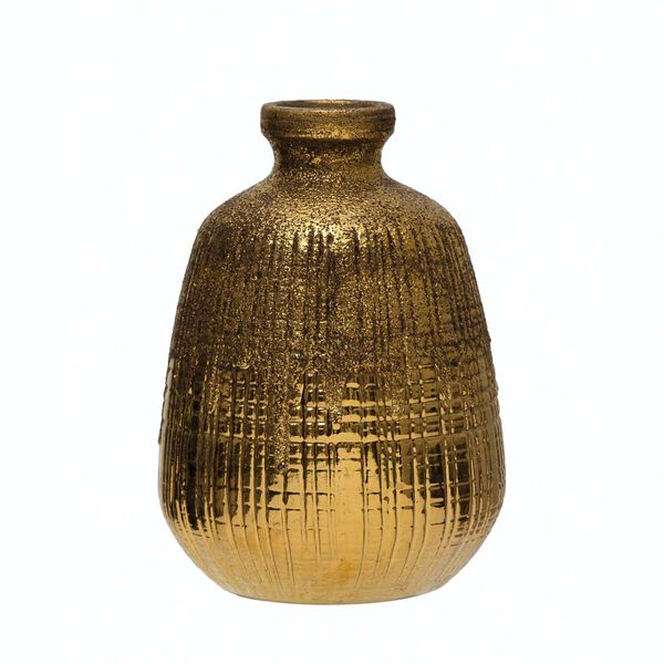 Gold Textured Terra-Cotta Vase, image 1