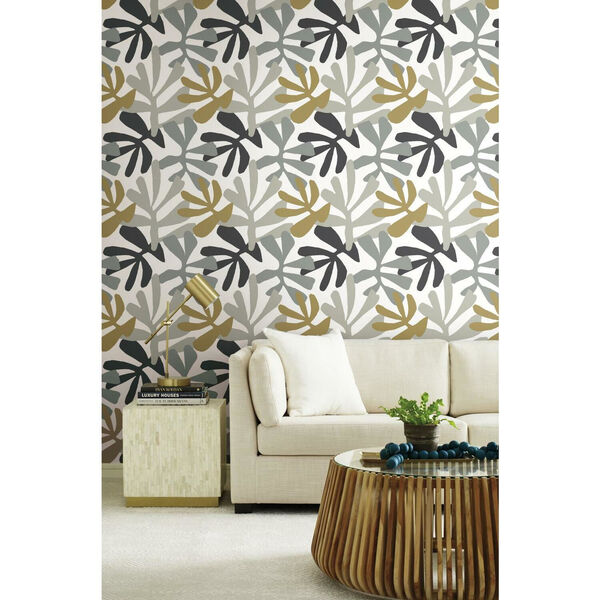 Risky Business III Black Gray Kinetic Tropical Peel and Stick Wallpaper, image 1